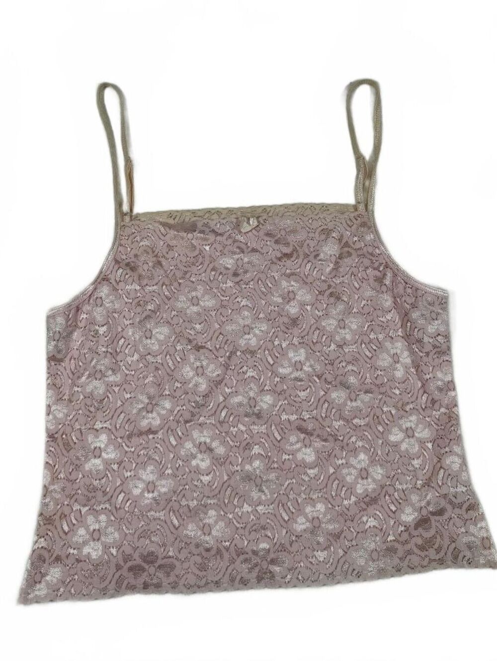 Eva Cervantes Vintage Pink All Over Lace Semi Sheer Cami Tank Size M Measures S